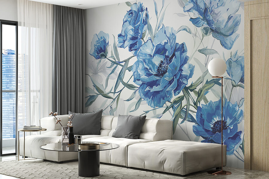 Blauwe bloemen op een witte achtergrond