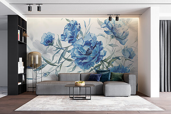 Blauwe bloemen op een witte achtergrond Blauwe bloemen op een witte achtergrond