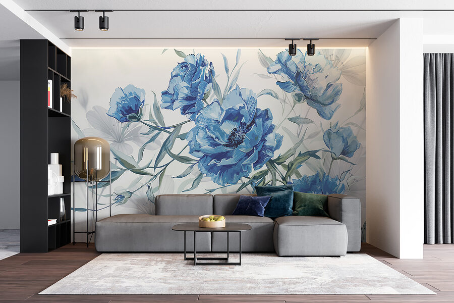 Blauwe bloemen op een witte achtergrond