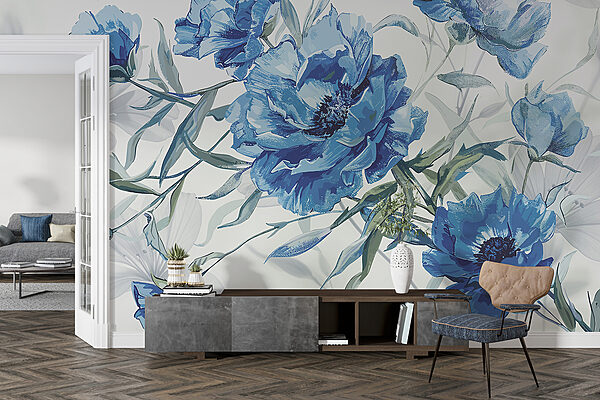 Blauwe bloemen op een witte achtergrond Blauwe bloemen op een witte achtergrond