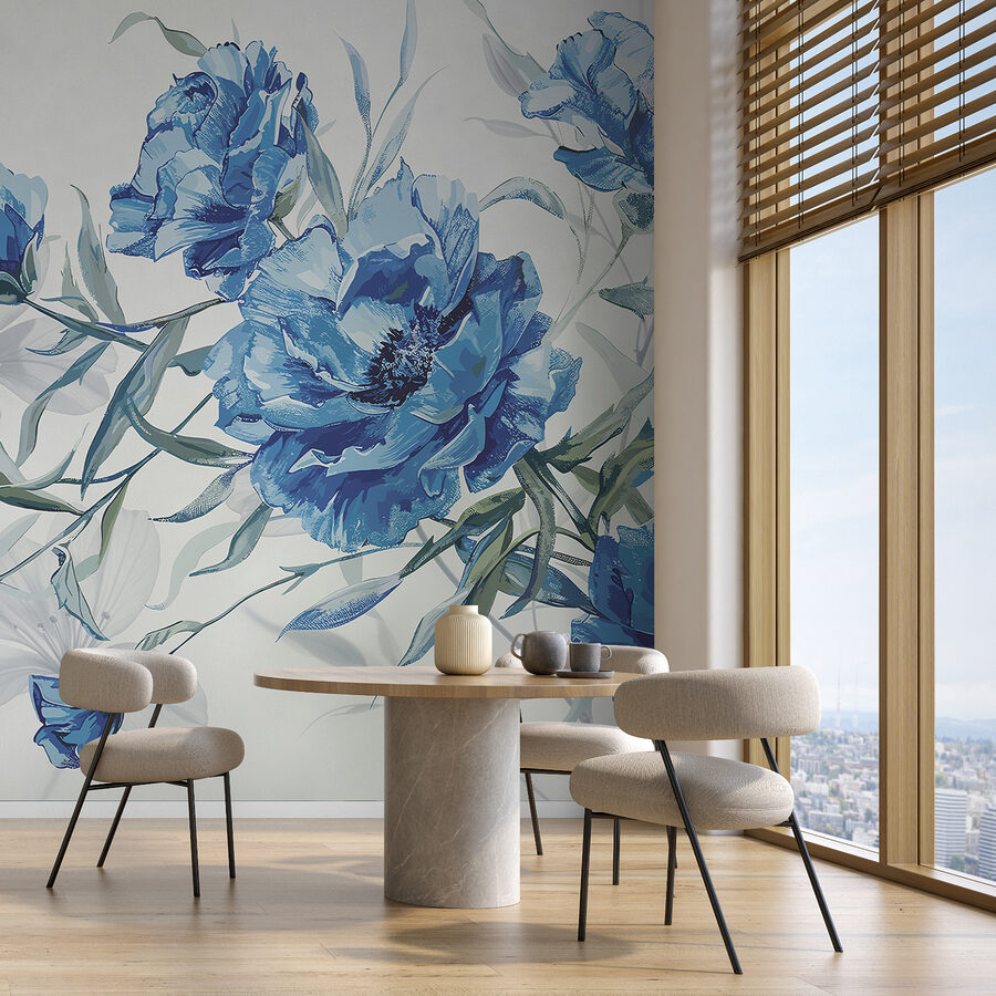 Blauwe bloemen op een witte achtergrond