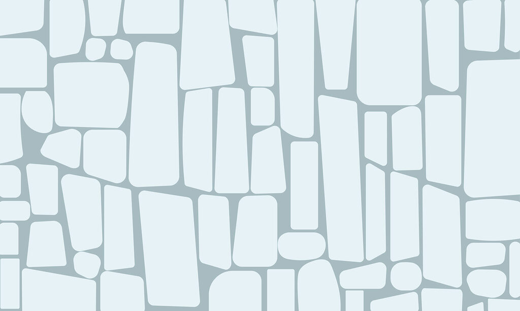 White rectangular shapes on a blue background