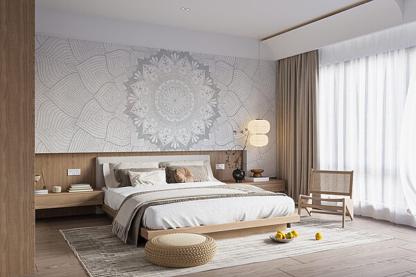 Witte en grijze mandala Witte en grijze mandala
