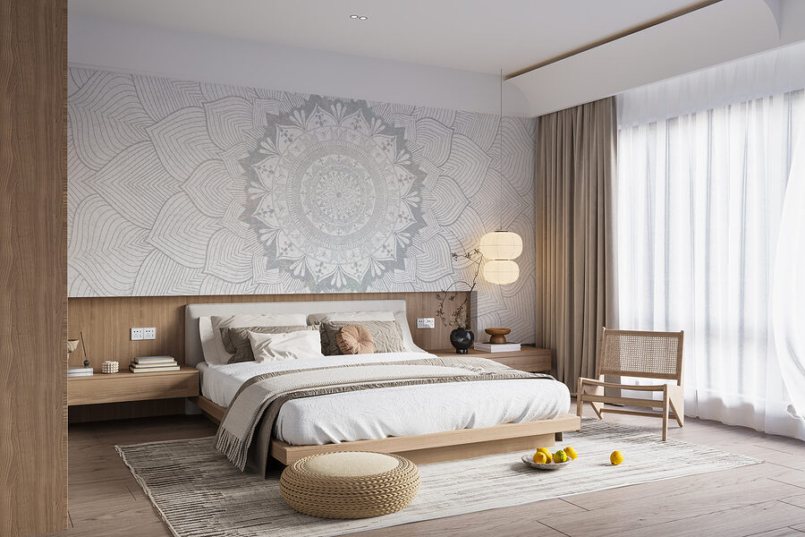 Witte en grijze mandala