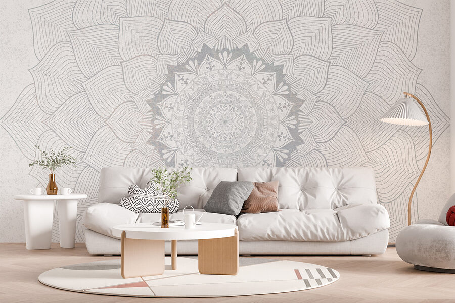 Witte en grijze mandala