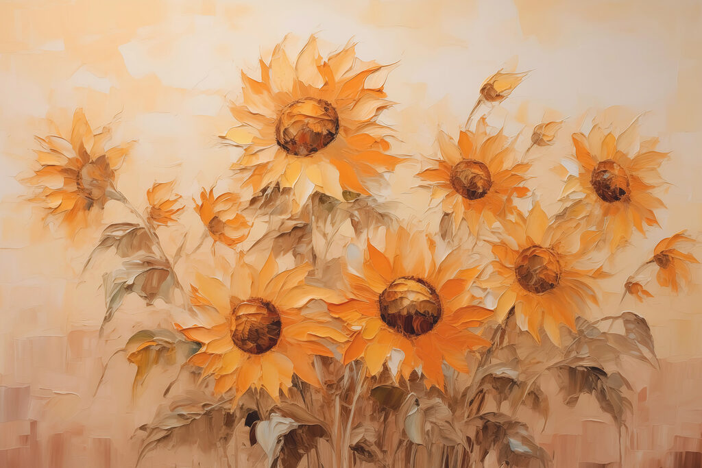 Schilderij van zonnebloemen Schilderij van zonnebloemen