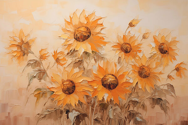 Schilderij van zonnebloemen Schilderij van zonnebloemen