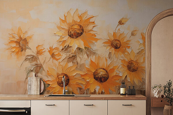 Schilderij van zonnebloemen Schilderij van zonnebloemen