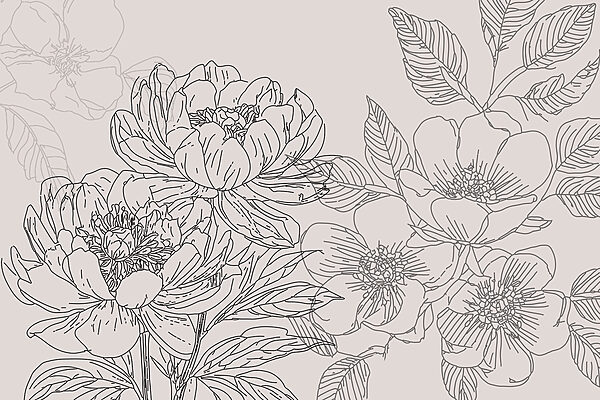 Tekening van bloemen en bladeren Tekening van bloemen en bladeren