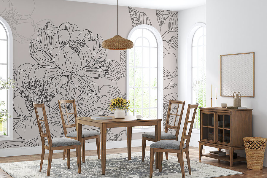 Tekening van bloemen en bladeren