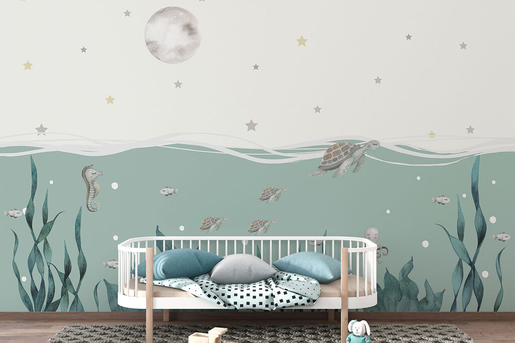 Seaweed and seahorses under the water Seaweed and seahorses under the water