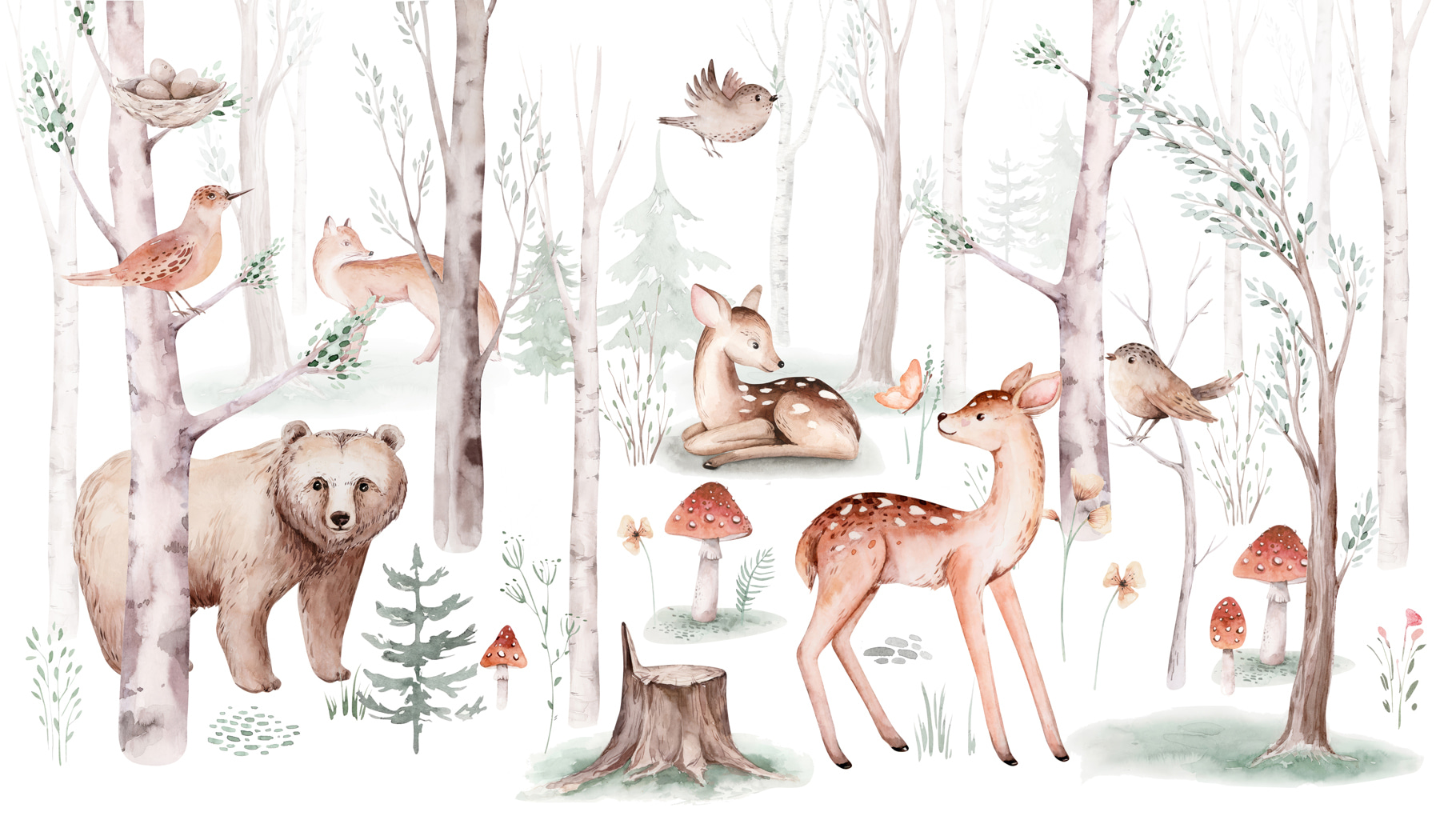 Group of animals in the woods Group of animals in the woods