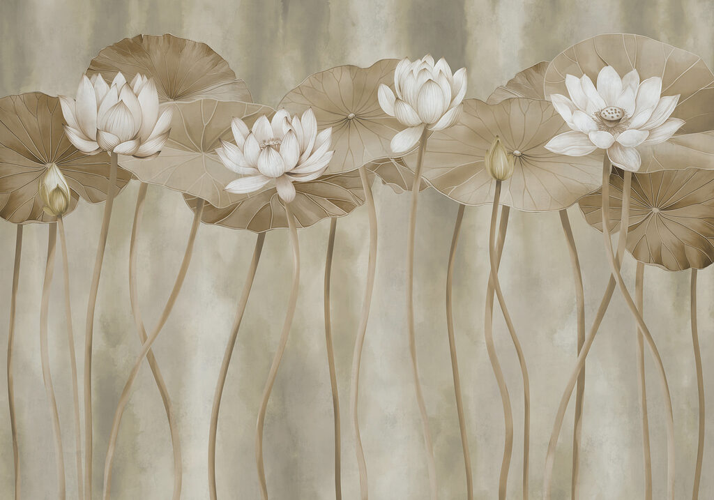 Groep witte bloemen en bladeren Groep witte bloemen en bladeren