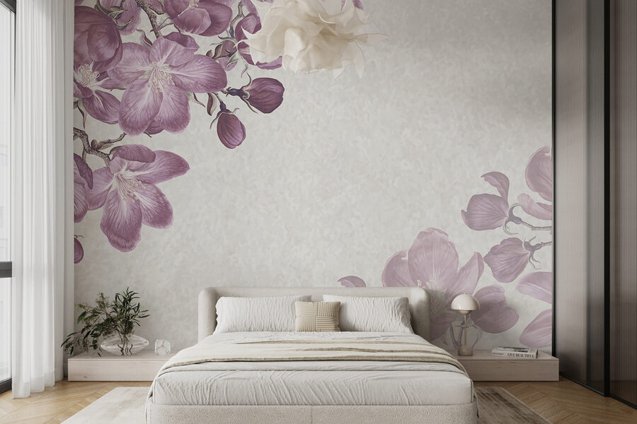 Paarse bloemen op een witte achtergrond