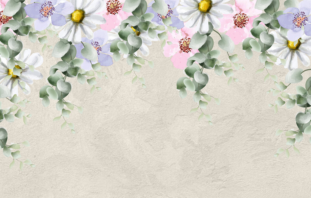Groep bloemen en bladeren Groep bloemen en bladeren