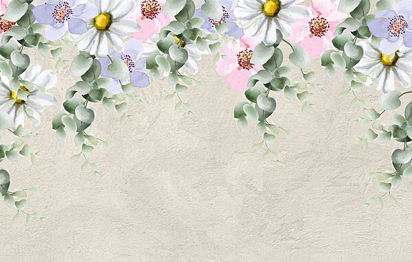 Groep bloemen en bladeren Groep bloemen en bladeren