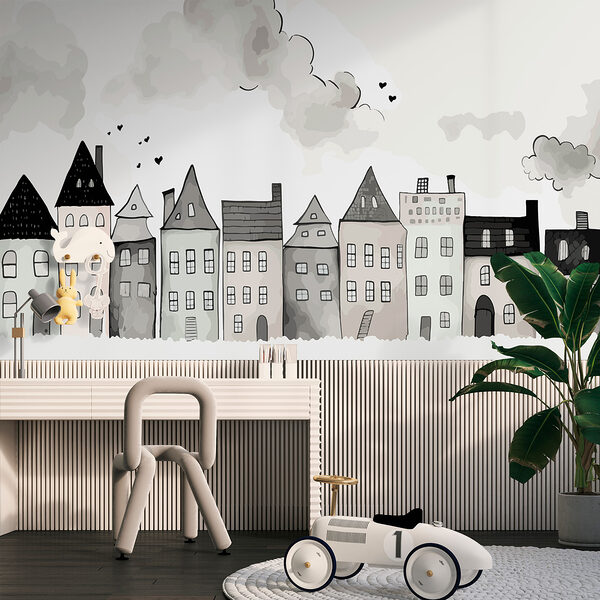 Groep gebouwen waar rook uit komt Groep gebouwen waar rook uit komt