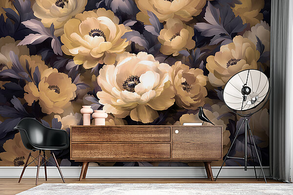 Group of flowers with leaves