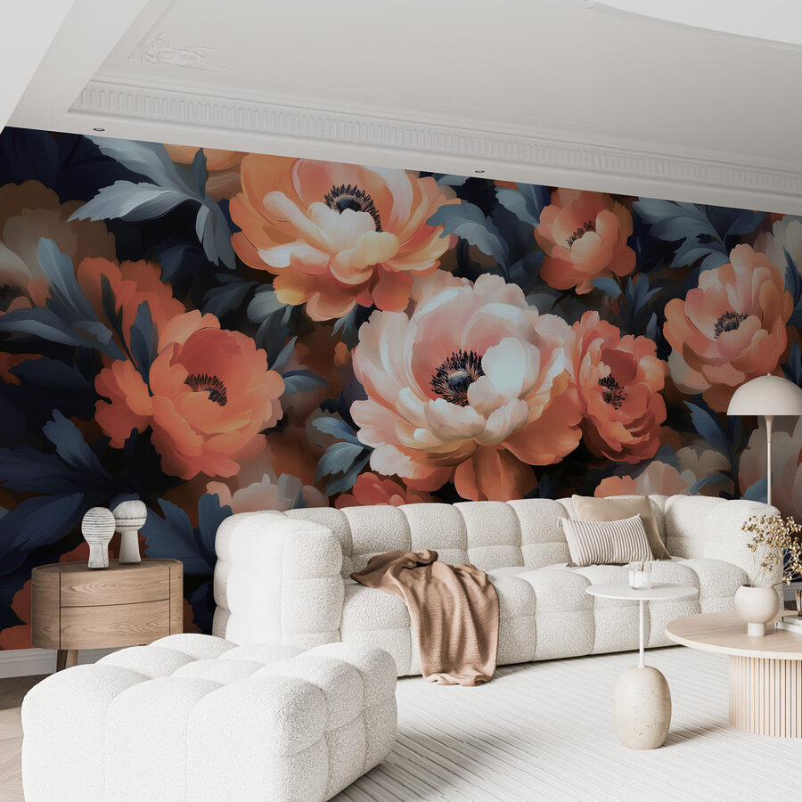 Groep bloemen met blauwe bladeren