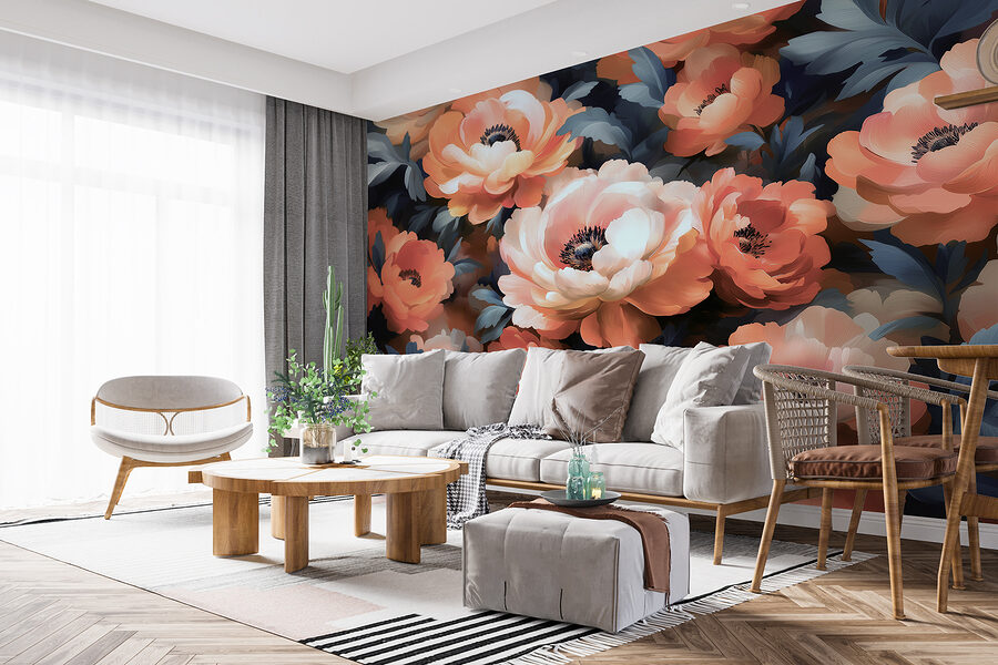 Groep bloemen met blauwe bladeren