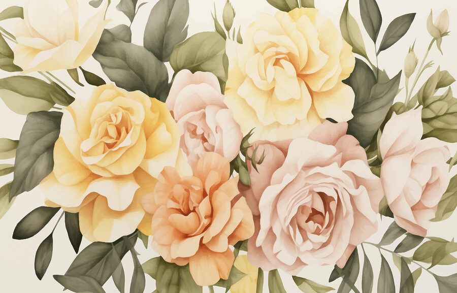 Groep bloemen met bladeren Groep bloemen met bladeren