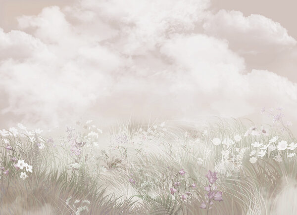 Veld met gras en bloemen Veld met gras en bloemen