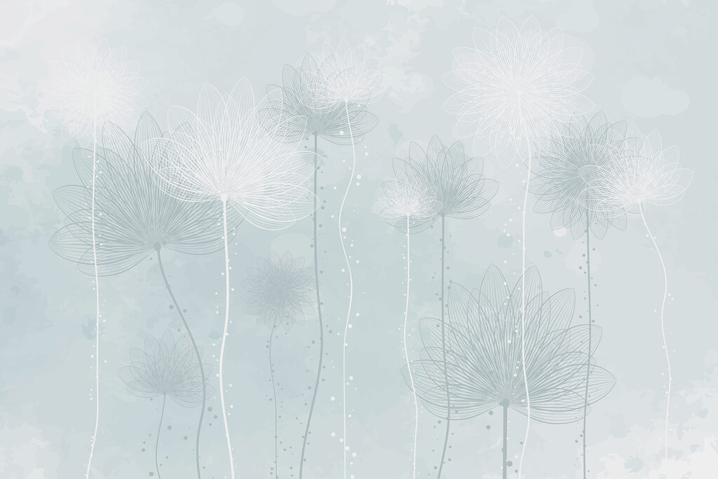 Witte bloemen op een lichtblauwe achtergrond Witte bloemen op een lichtblauwe achtergrond