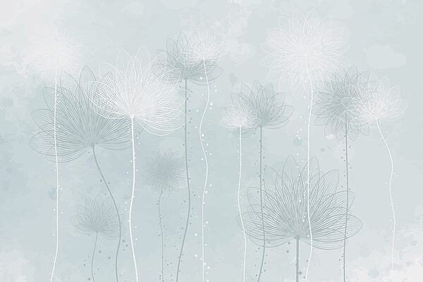 Witte bloemen op een lichtblauwe achtergrond Witte bloemen op een lichtblauwe achtergrond