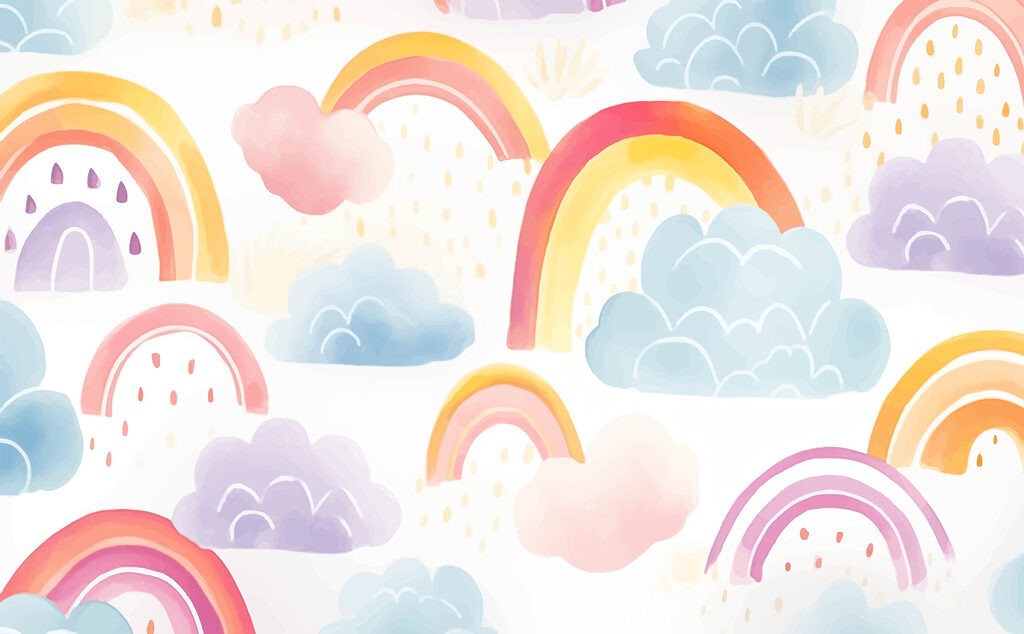 Patroon van regenbogen en wolken Patroon van regenbogen en wolken