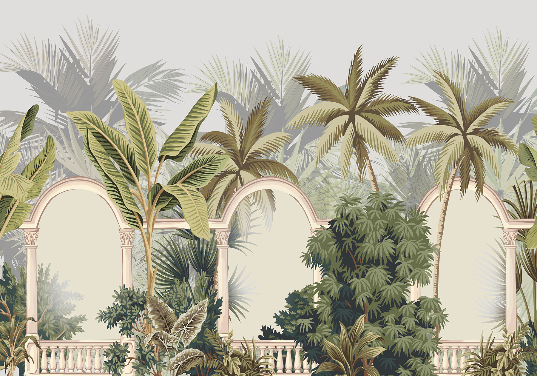 Wallpaper with palm trees and arches Wallpaper with palm trees and arches