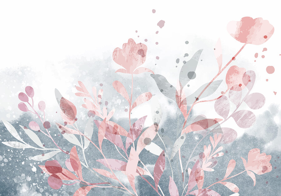 Roze en grijs bloemmotief