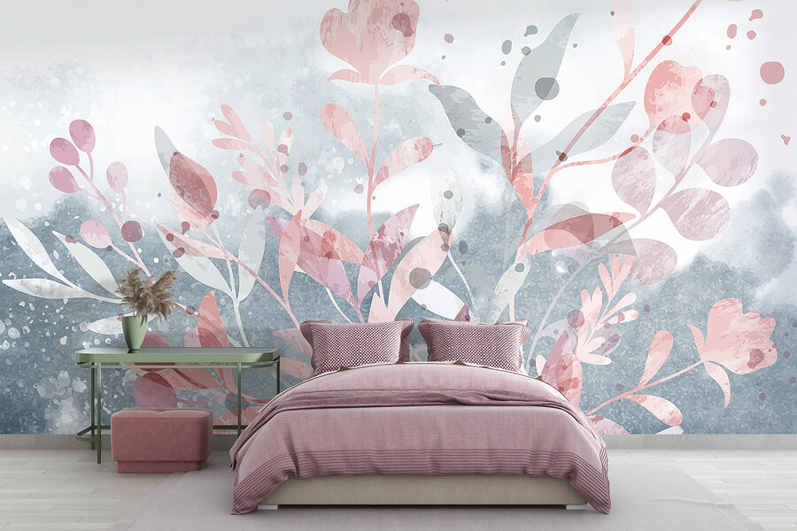 Roze en grijs bloemmotief