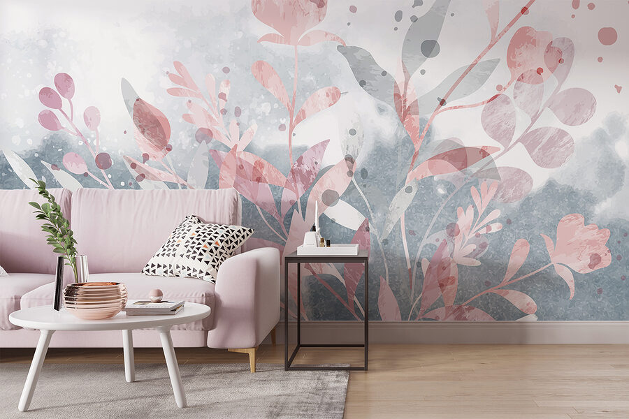 Roze en grijs bloemmotief