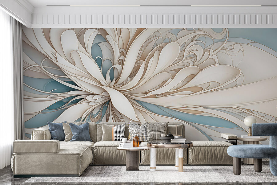 Witte en blauwe swirls Witte en blauwe swirls