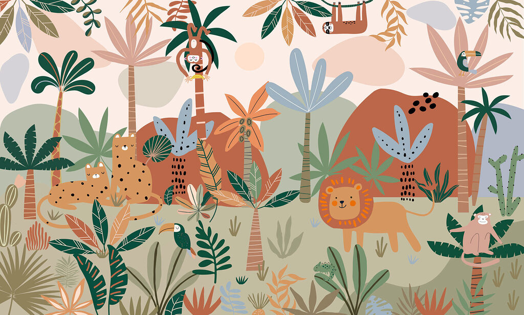 Beeldverhaal van dieren in een jungle Beeldverhaal van dieren in een jungle