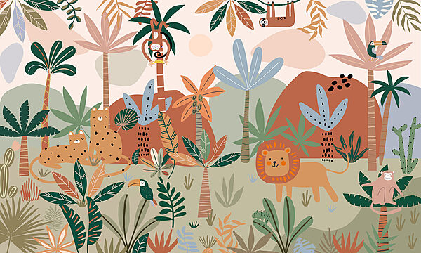 Beeldverhaal van dieren in een jungle Beeldverhaal van dieren in een jungle
