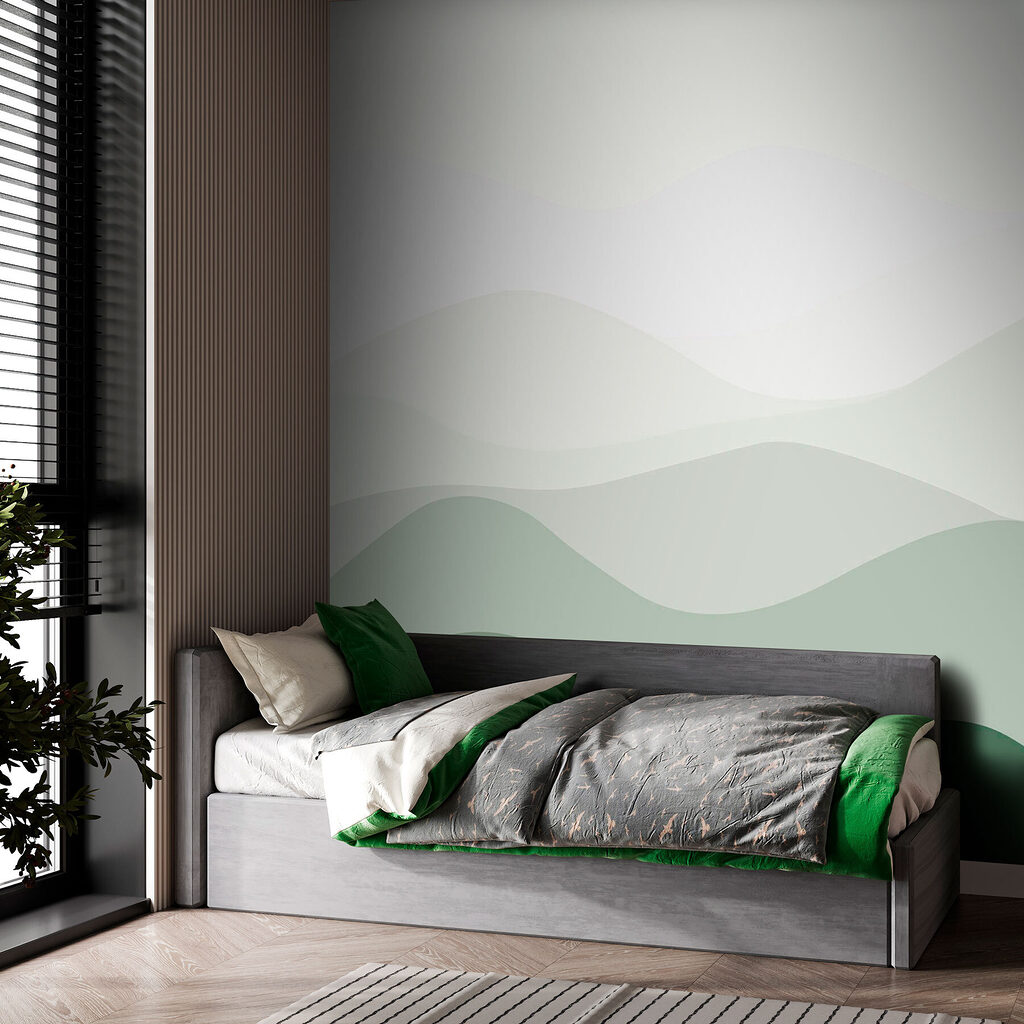 Green and white wavy lines
