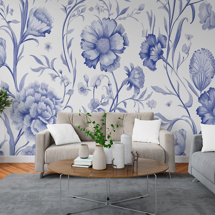 Blauw en wit bloemenpatroon Blauw en wit bloemenpatroon