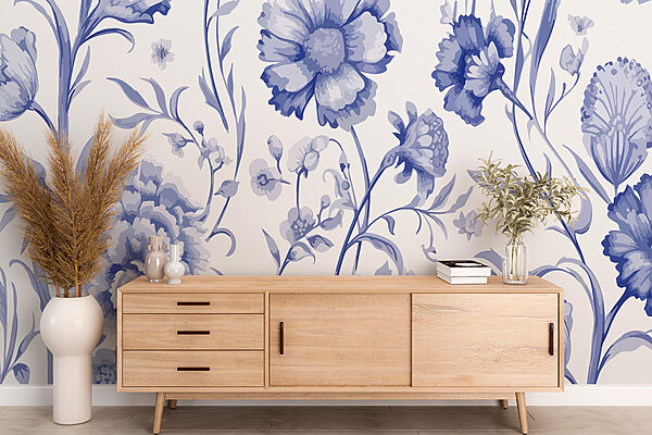 Blauw en wit bloemenpatroon Blauw en wit bloemenpatroon