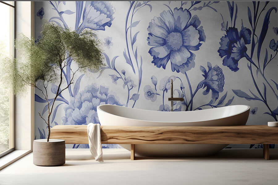 Blauw en wit bloemenpatroon Blauw en wit bloemenpatroon