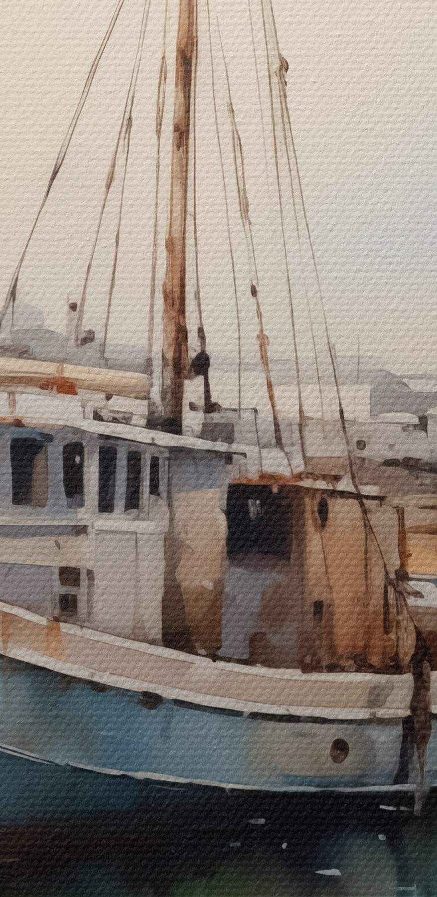 Aquarel van een boot op het water