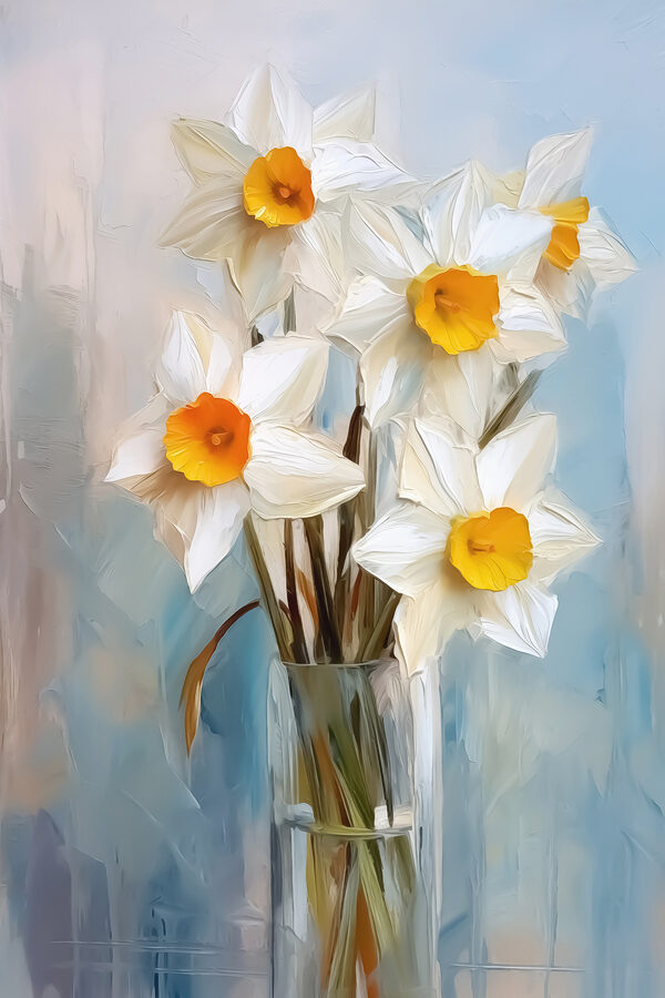 Witte en gele bloemen in een glazen vaas Witte en gele bloemen in een glazen vaas