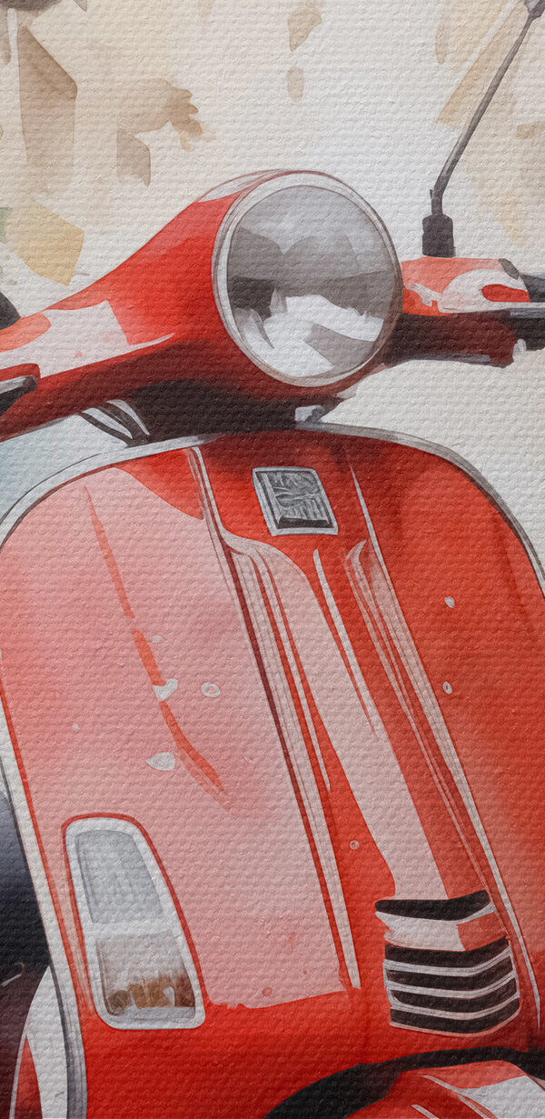 Rode scooter op straat Rode scooter op straat