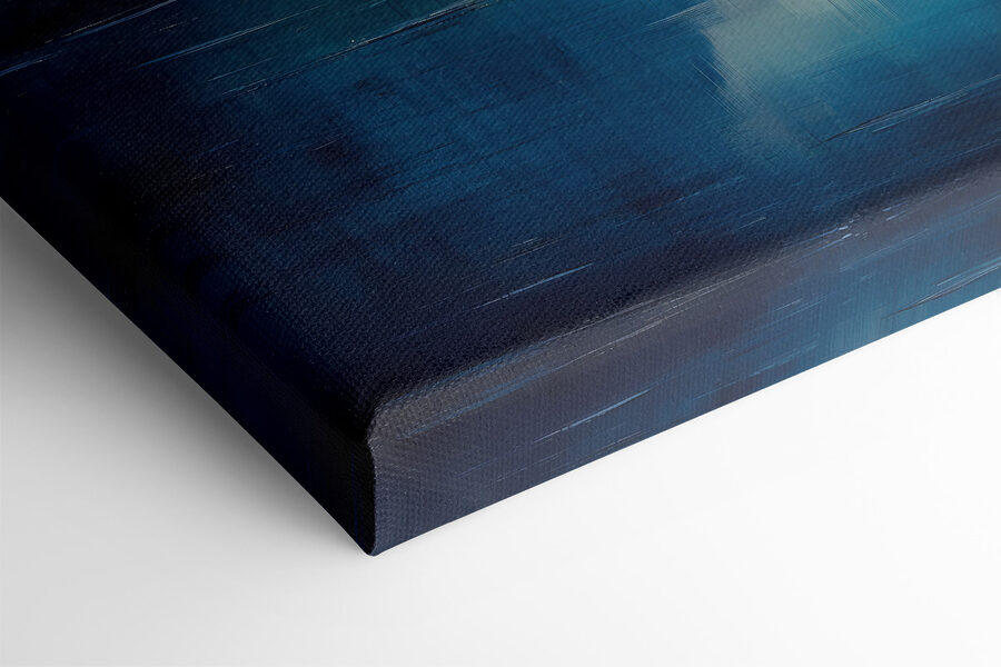 Schilderij van een meer met bergen en bomen Schilderij van een meer met bergen en bomen
