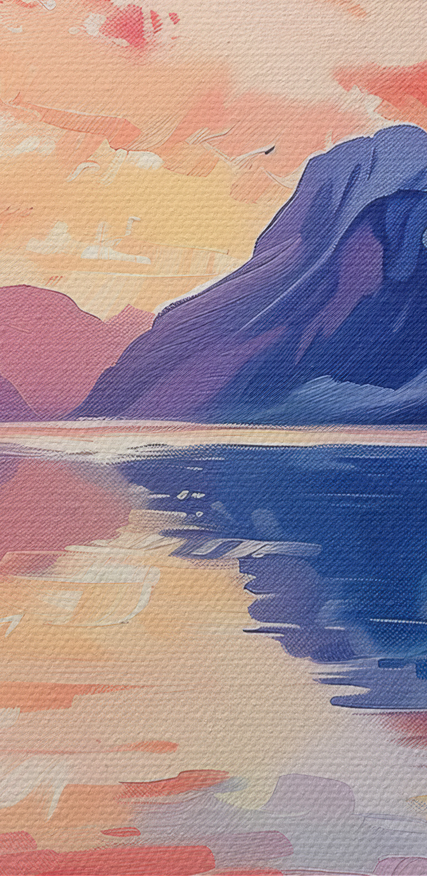 Schilderij van bergen en water