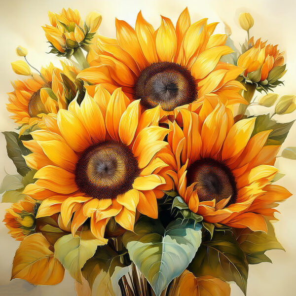 Boeket gele zonnebloemen Boeket gele zonnebloemen
