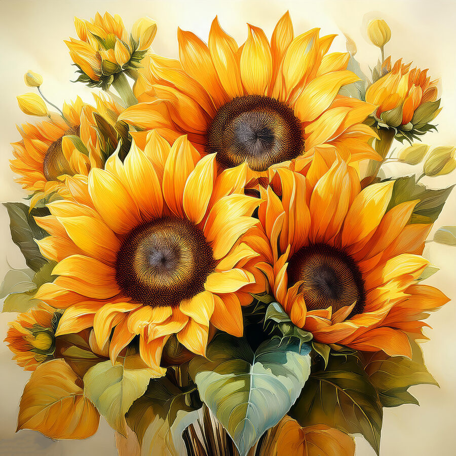 Boeket gele zonnebloemen Boeket gele zonnebloemen
