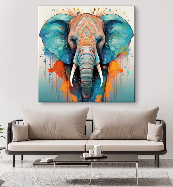 Een olifant met kleurrijke verfspatten Een olifant met kleurrijke verfspatten