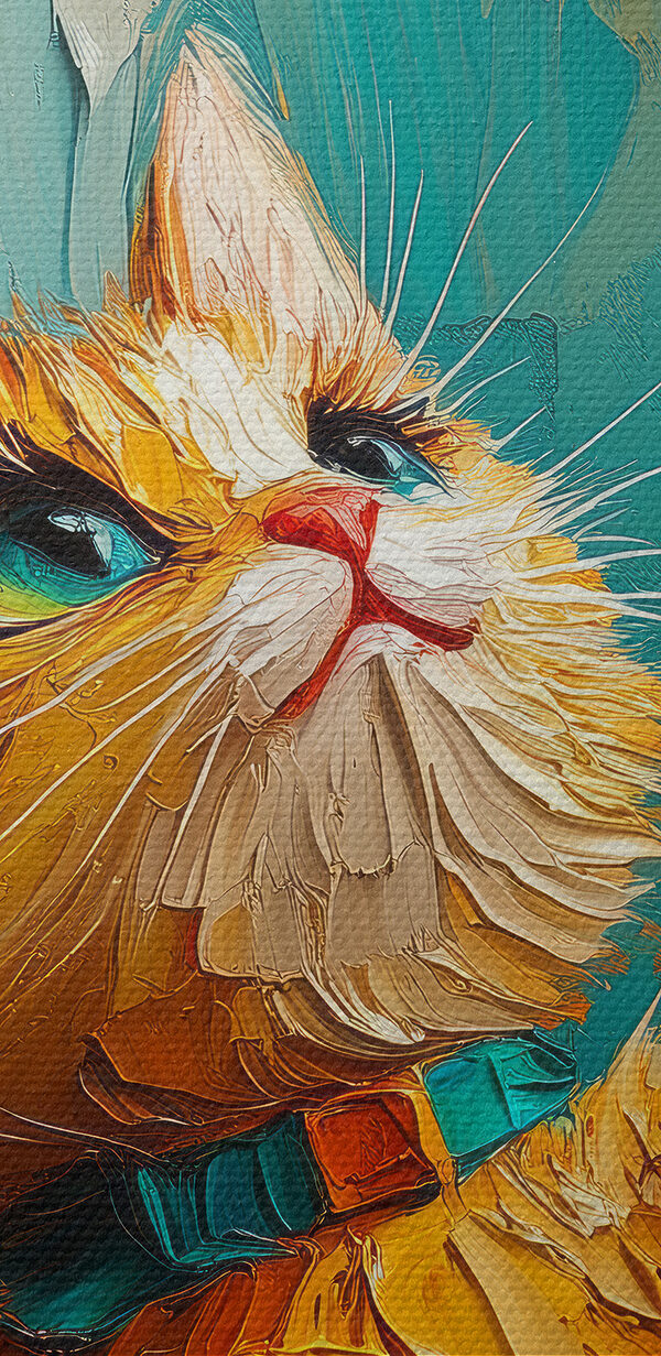 Painting of a cat holding a balloon Painting of a cat holding a balloon