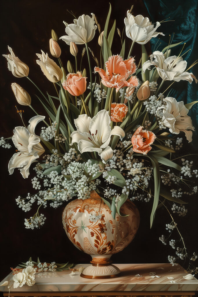 Painting of flowers in a vase Painting of flowers in a vase